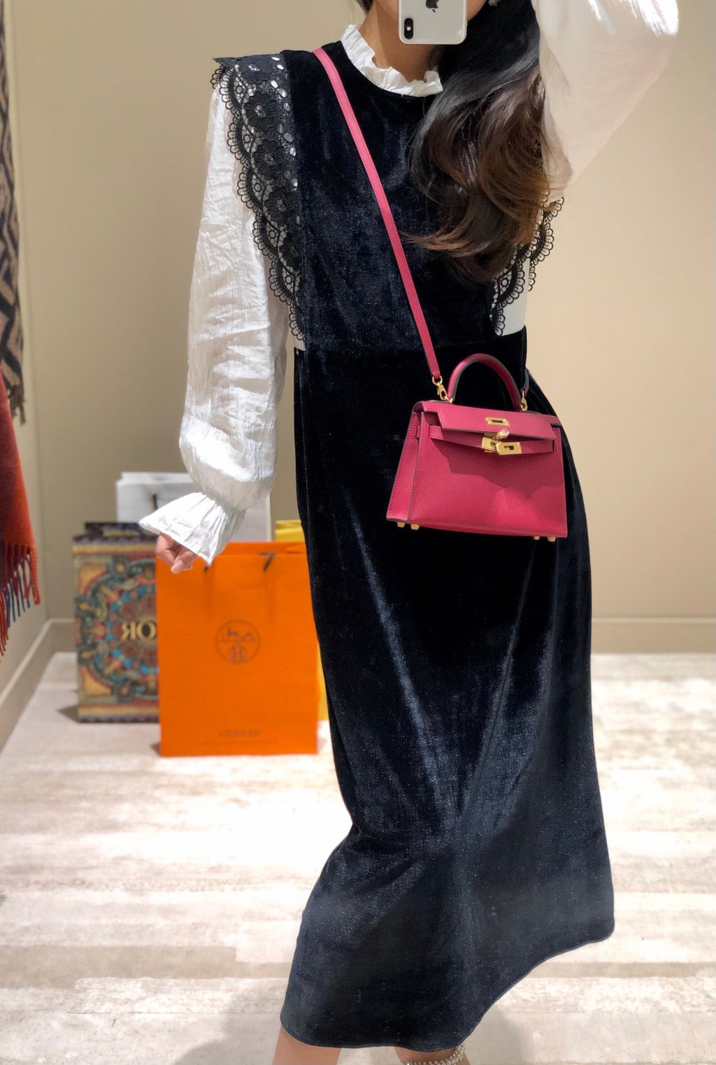 Genuine Leather Crossbody Bag for Women 21cm HEM90