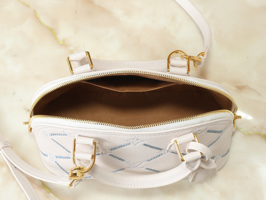 White/Brown Handbag for Women 23.5x17.5x11.5cm LEM487