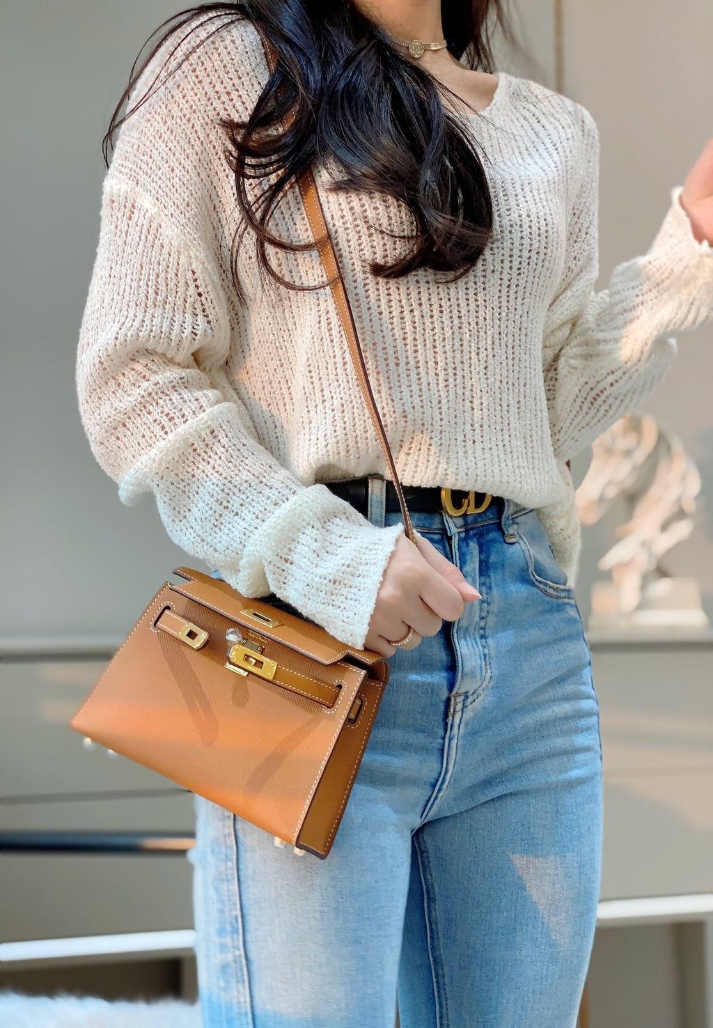 Genuine Leather Crossbody Bag for Women 19cm HEM92