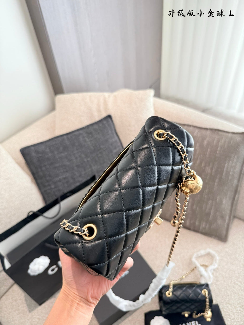 Designer Gold Leather Shoulder Bag for Women 17cm CEM243