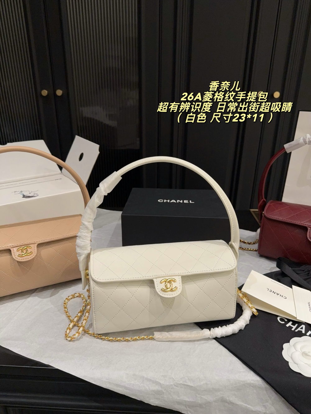 Black/White Handbag for Women 23*11cm CEM303