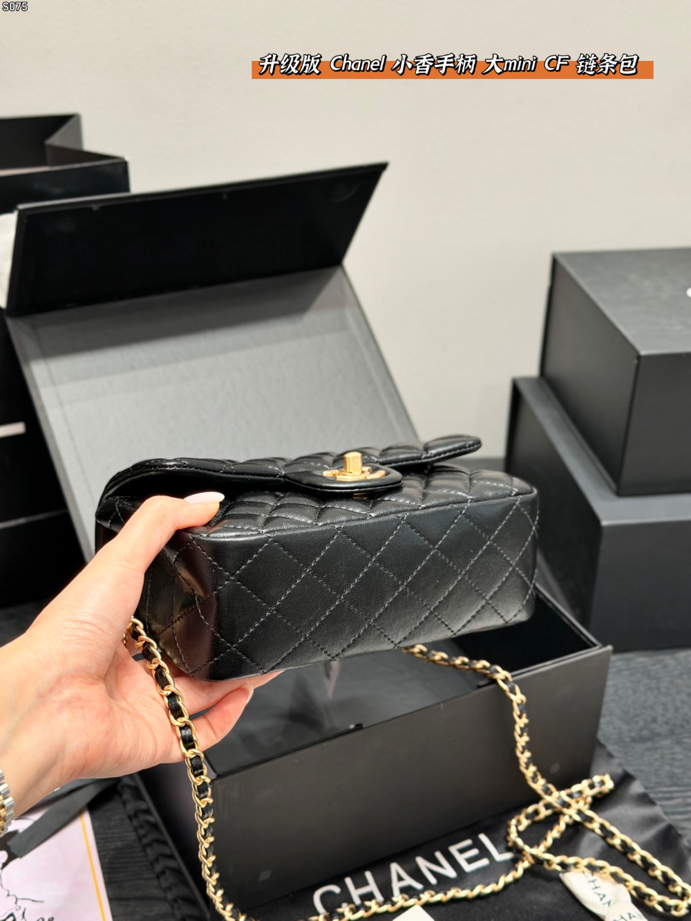 Black/White Handbag for Women 20cm CEM262