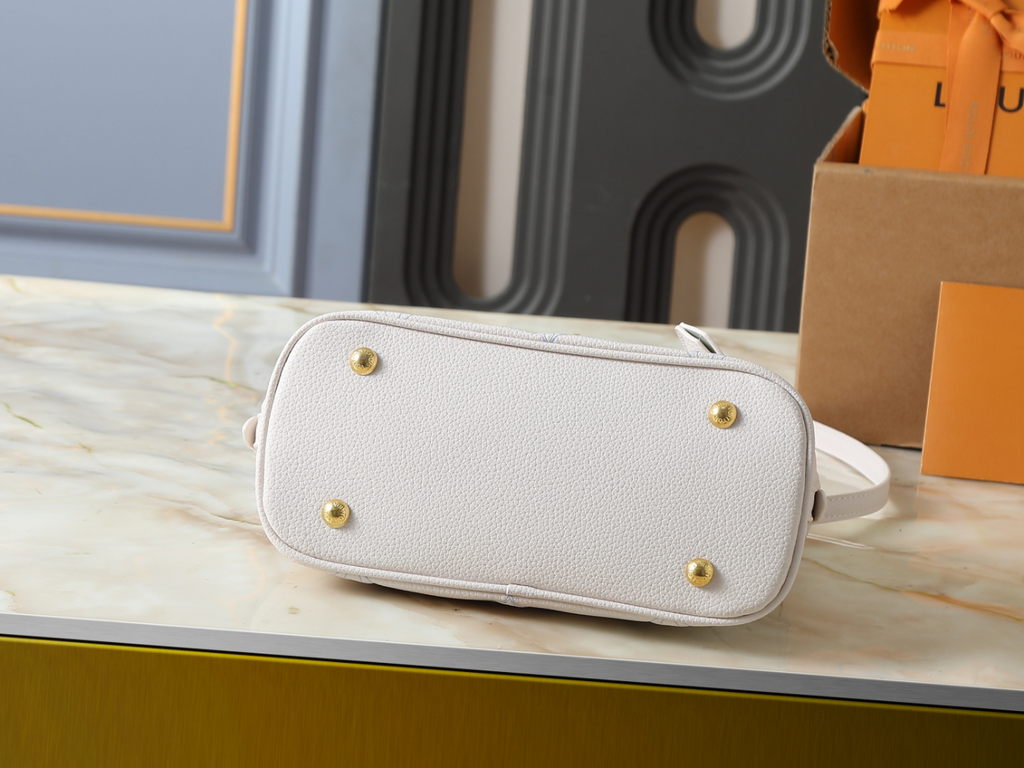 White/Brown Handbag for Women 23.5x17.5x11.5cm LEM487
