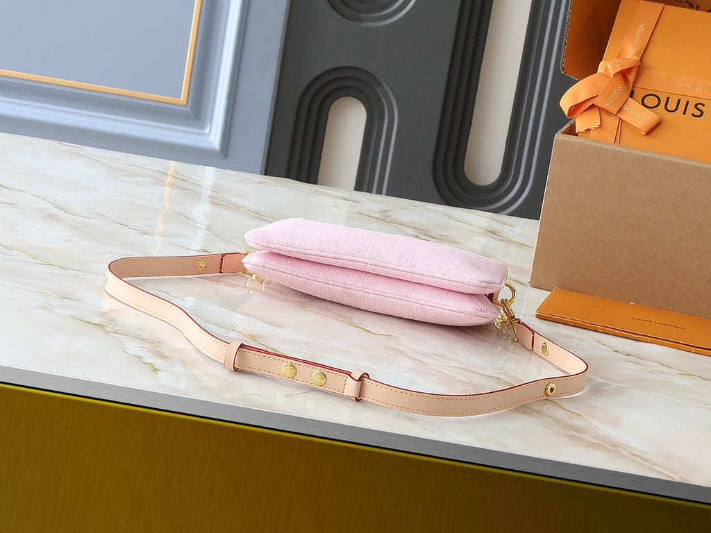 Designer Pink Shoulder Bag for Women 24.5x13.5x6.5cm LEM249