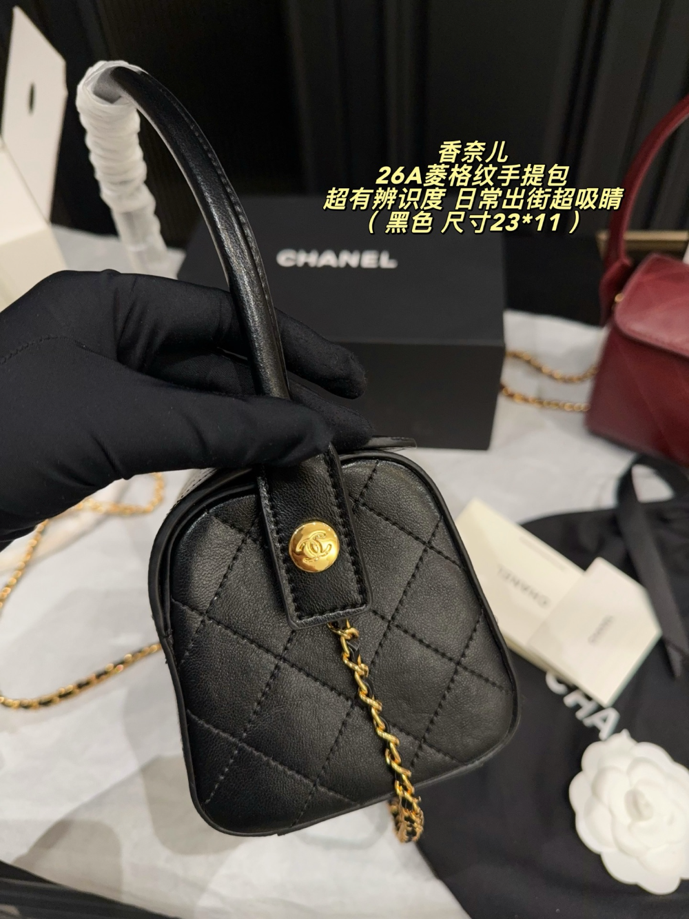 Black/White Handbag for Women 23*11cm CEM303