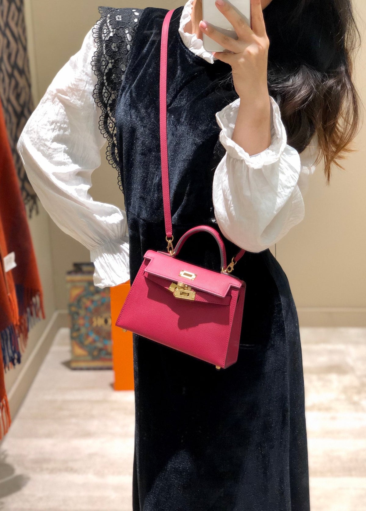 Genuine Leather Crossbody Bag for Women 21cm HEM90