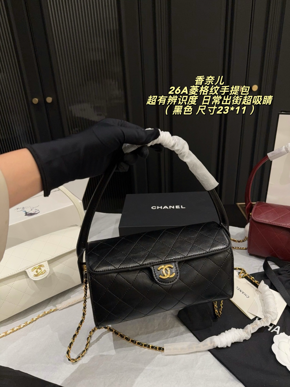 Black/White Handbag for Women 23*11cm CEM303