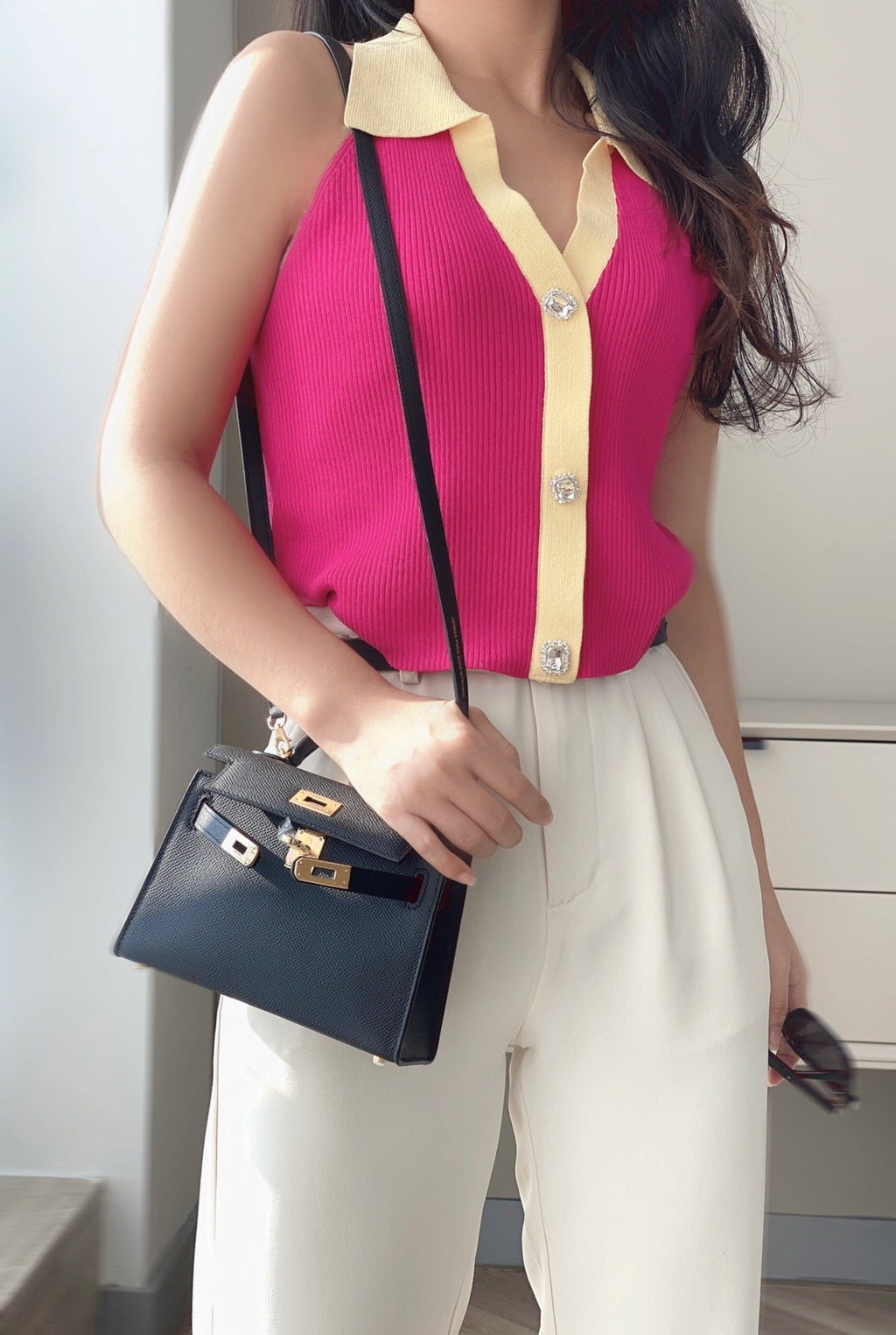 Genuine Leather Crossbody Bag for Women 19cm HEM91TOP