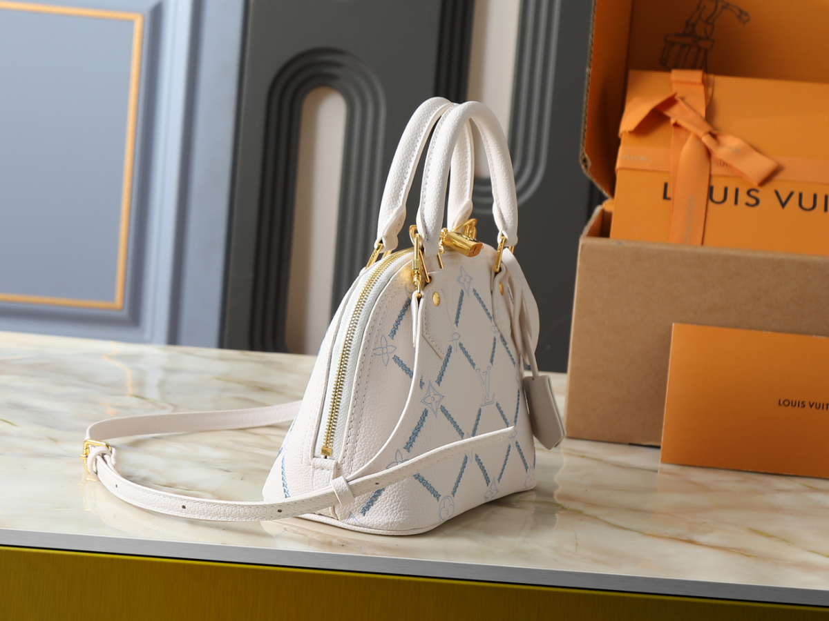 White/Brown Handbag for Women 23.5x17.5x11.5cm LEM487