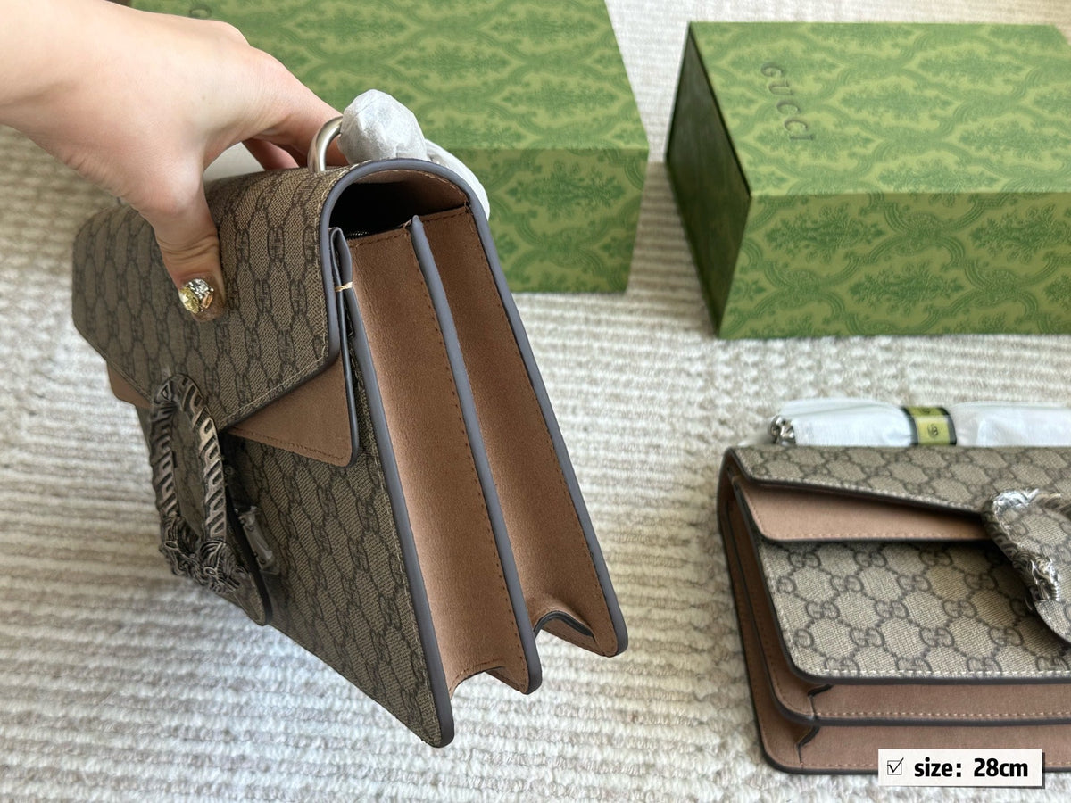 Brown Canvas Tote Bag for Women 28cm GEM149