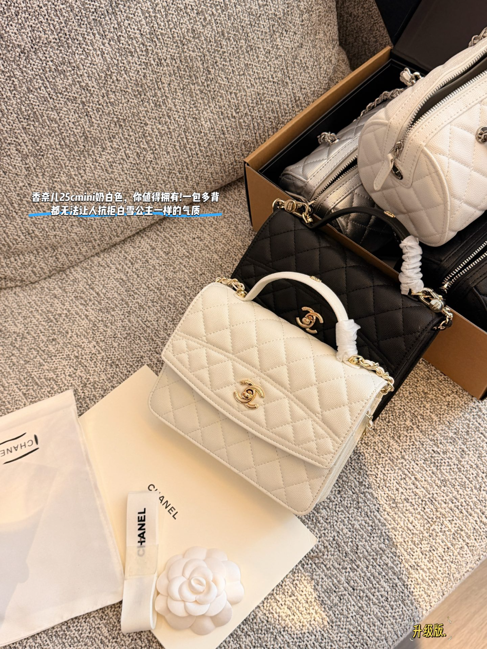 Black/White Handbag for Women 21*15.5cm CEM305