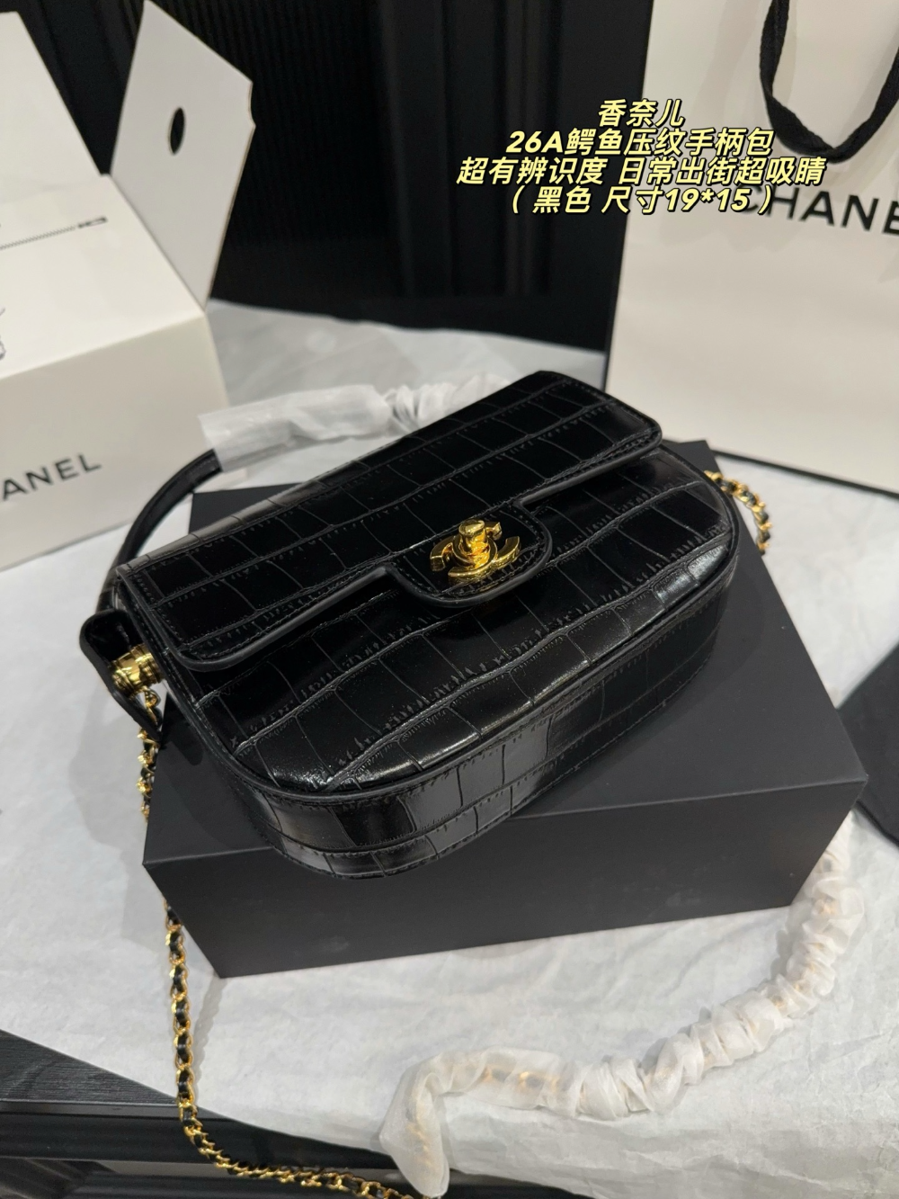 Black/Green Handbag for Women 19*15cm CEM302