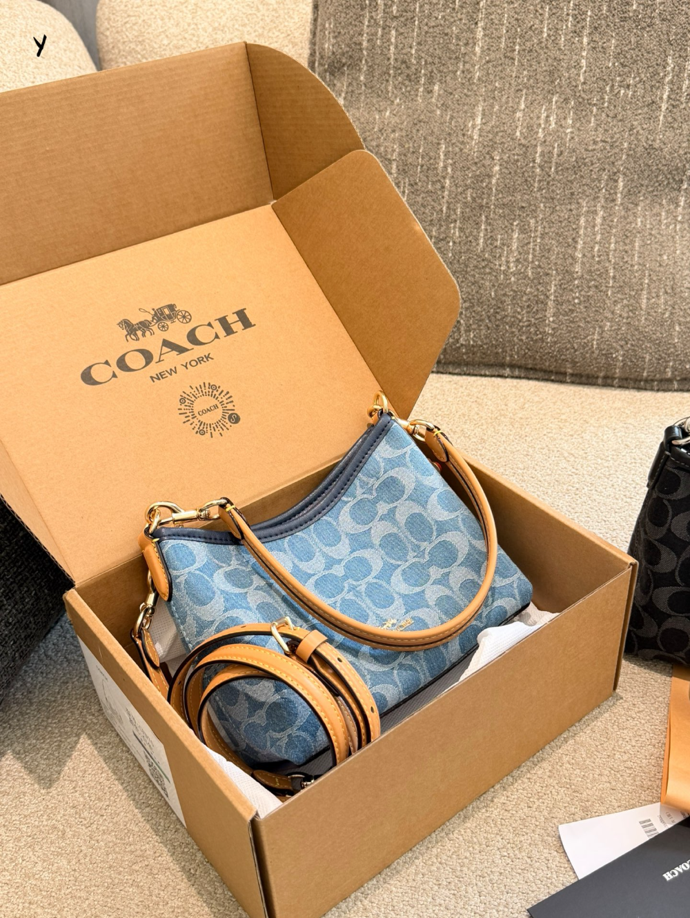Black/Blue Handbag for Women 20cm COEM06