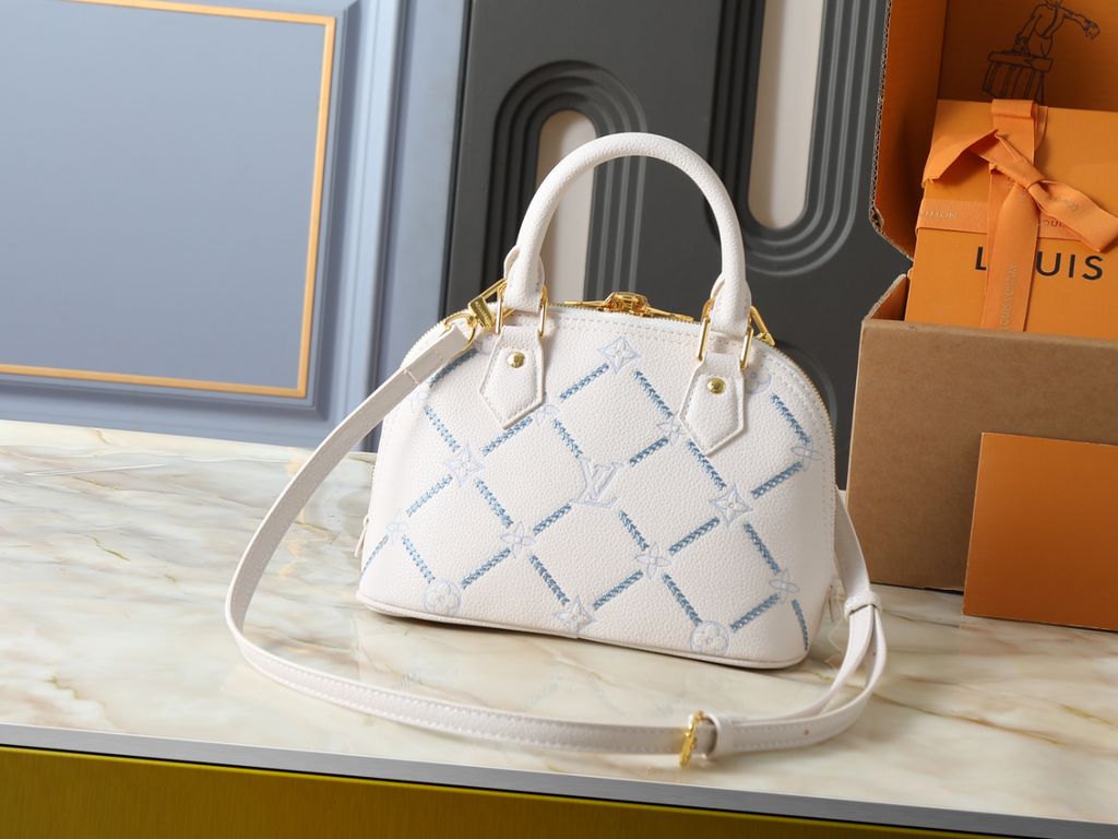 White/Brown Handbag for Women 23.5x17.5x11.5cm LEM487