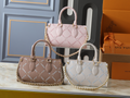 White/Brown Handbag for Women 25x13x10cm LEM488