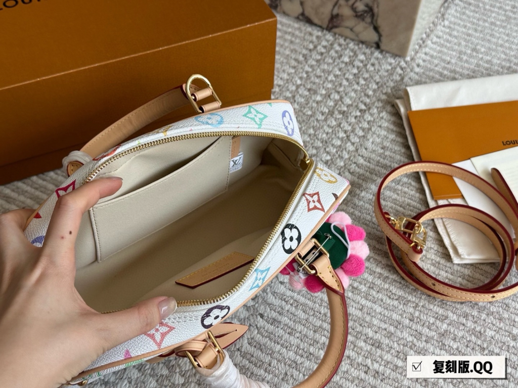 White/Brown Handbag for Women 27*19cm LEM517