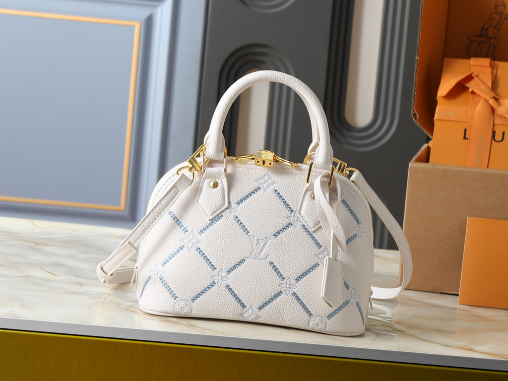 White/Brown Handbag for Women 23.5x17.5x11.5cm LEM487