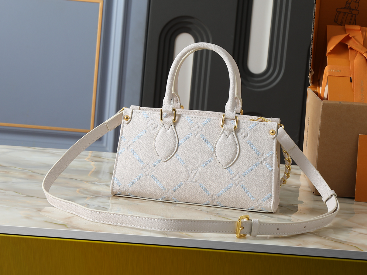 White/Brown Handbag for Women 25x13x10cm LEM488