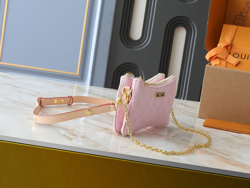 Designer Pink Shoulder Bag for Women 24.5x13.5x6.5cm LEM249
