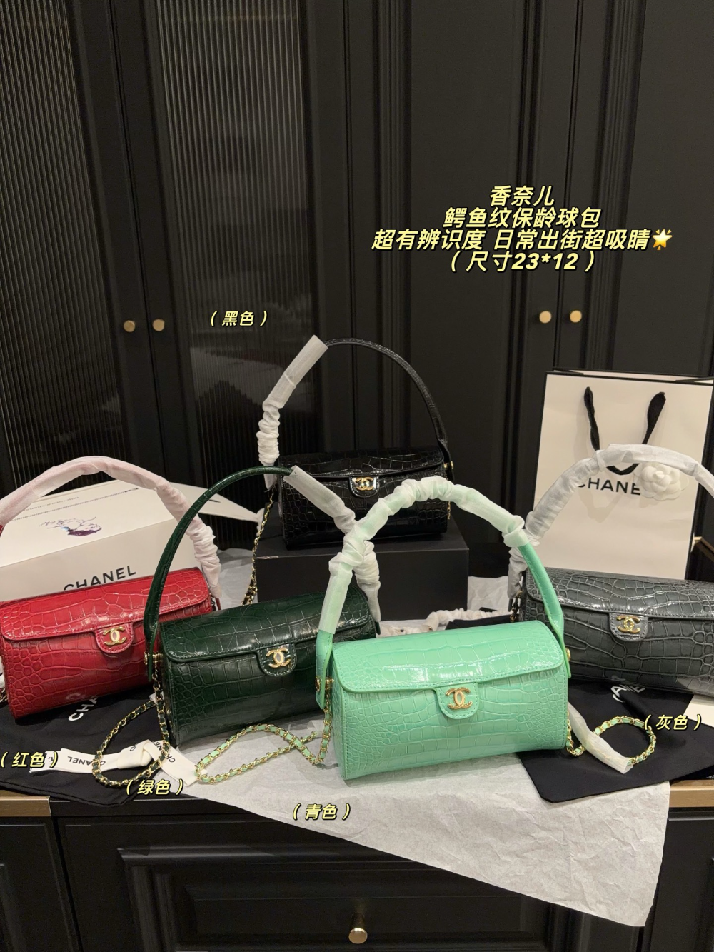 Black/Green Bag for Women 23*12cm CEM339