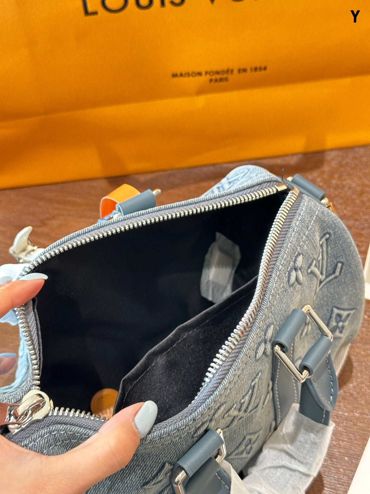 Designer Blue Handbag for Women LEM362