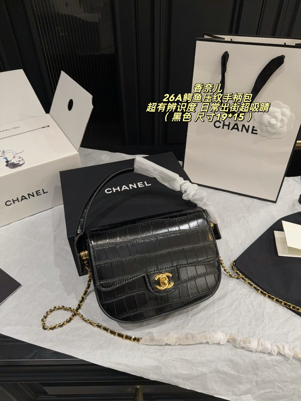 Black/Green Handbag for Women 19*15cm CEM302