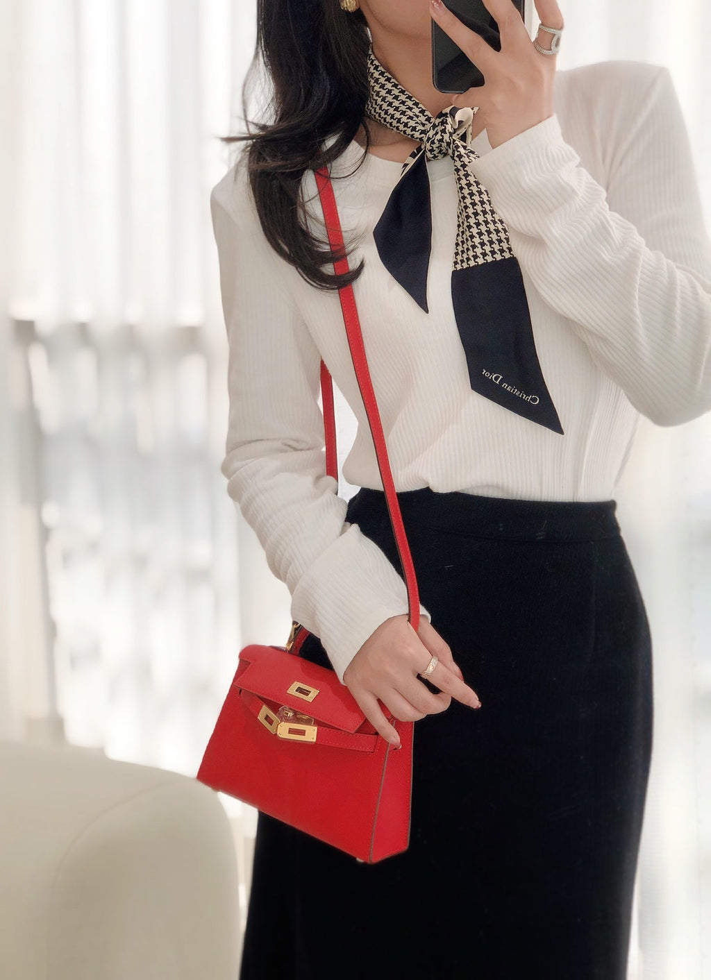 Genuine Leather Crossbody Bag for Women 19cm HEM94TOP