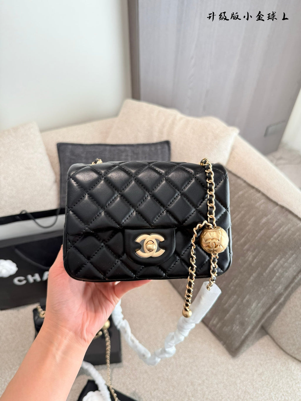Designer Gold Leather Shoulder Bag for Women 17cm CEM243