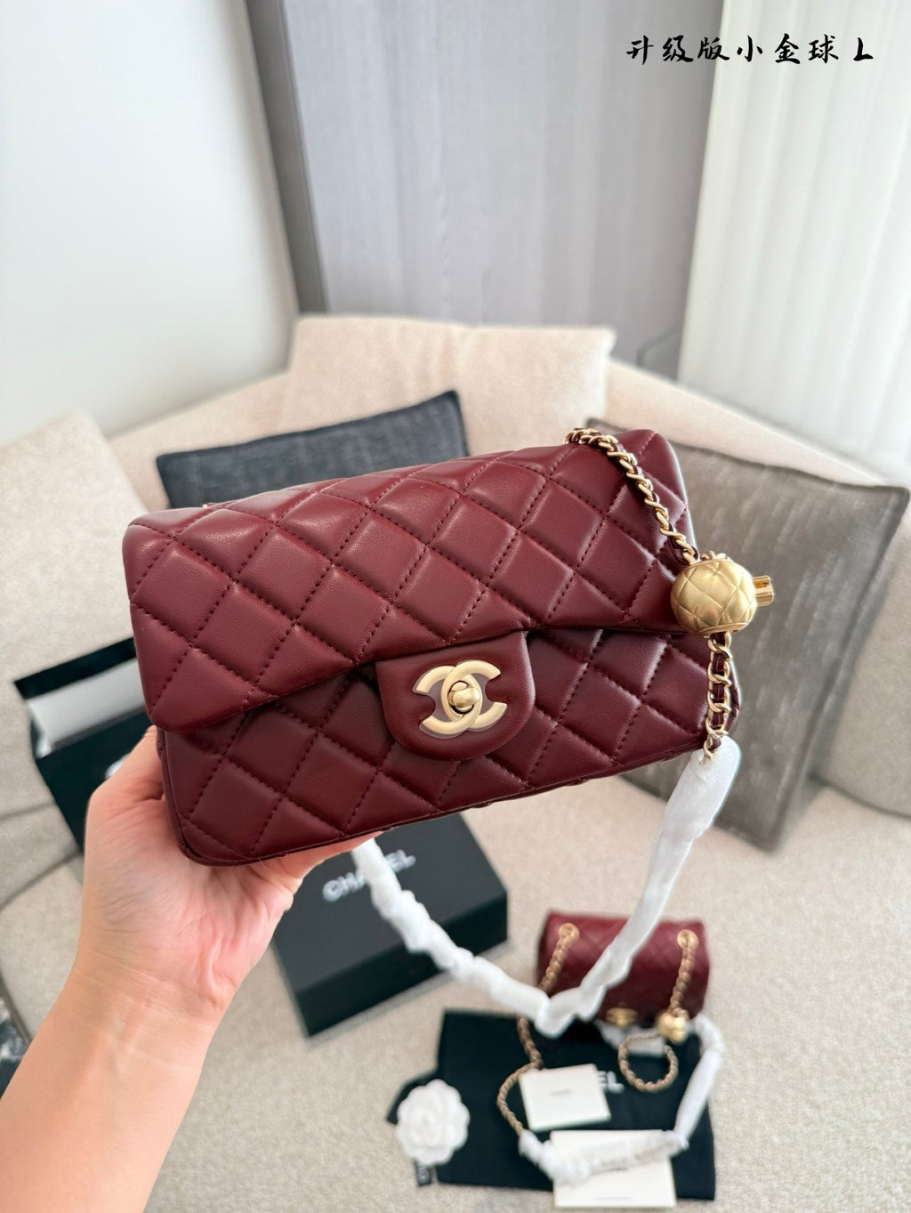 Designer Gold Leather Shoulder Bag for Women 17cm CEM243