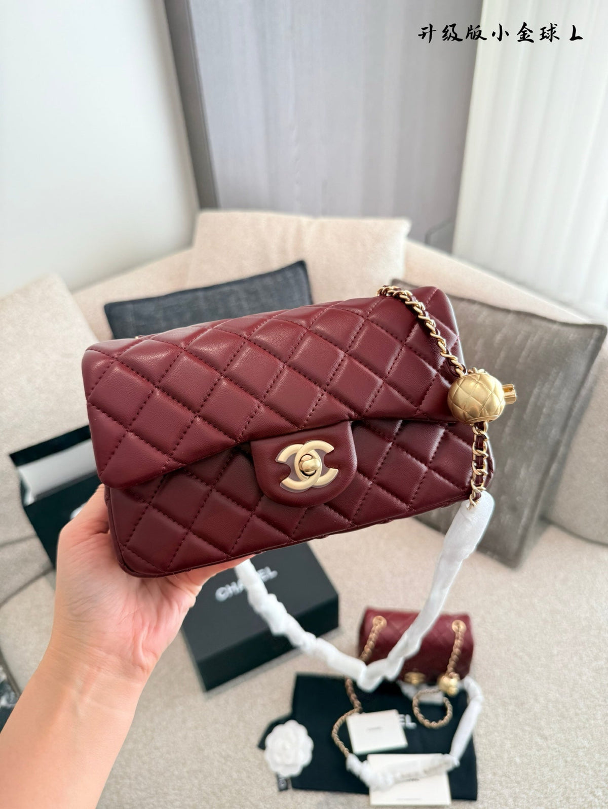 Designer Gold Leather Shoulder Bag for Women 17cm CEM243