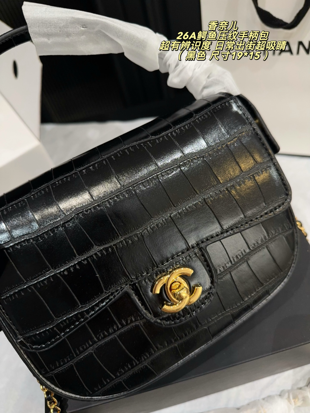 Black/Green Handbag for Women 19*15cm CEM302