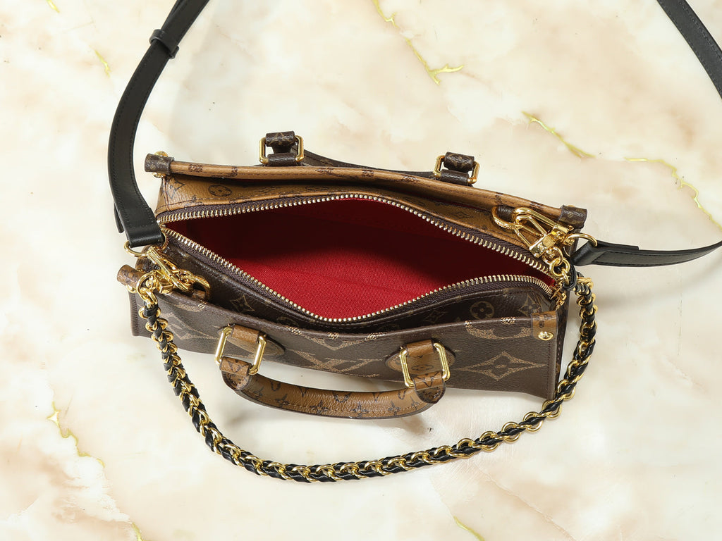 Black/Brown Handbag for Women 25.0x13.0x10.0cm LEM433