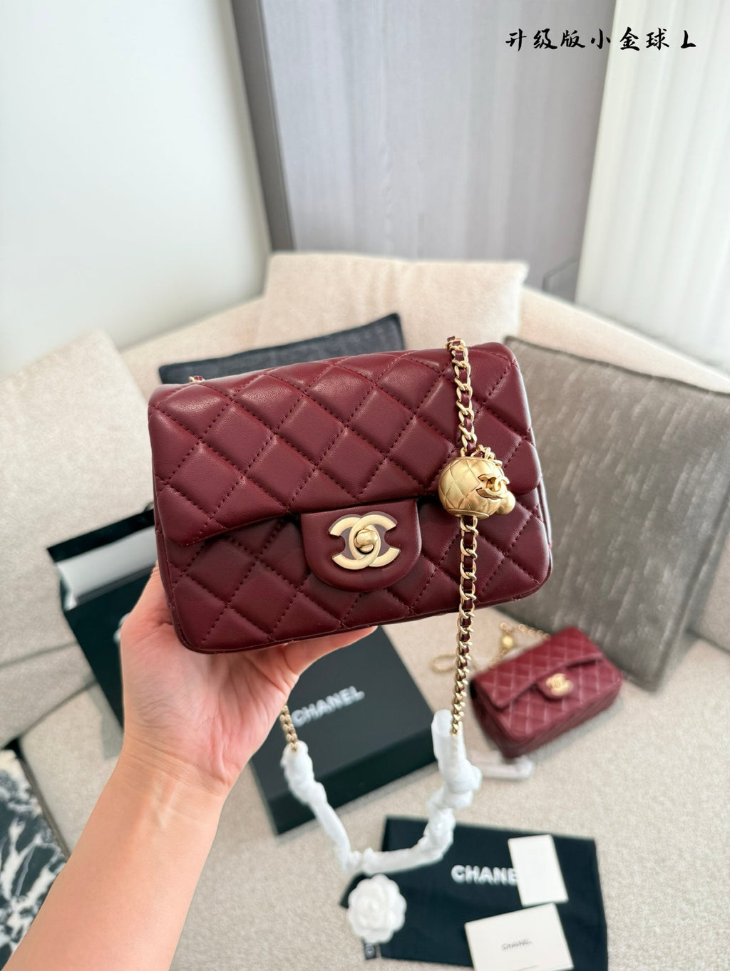 Designer Gold Leather Shoulder Bag for Women 17cm CEM243