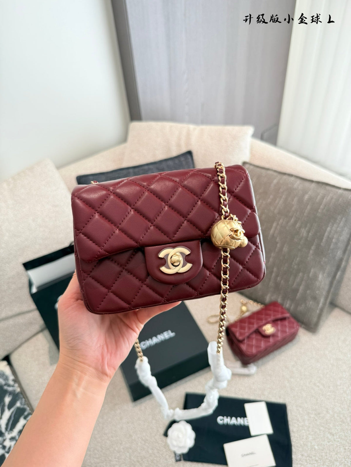 Designer Gold Leather Shoulder Bag for Women 17cm CEM243