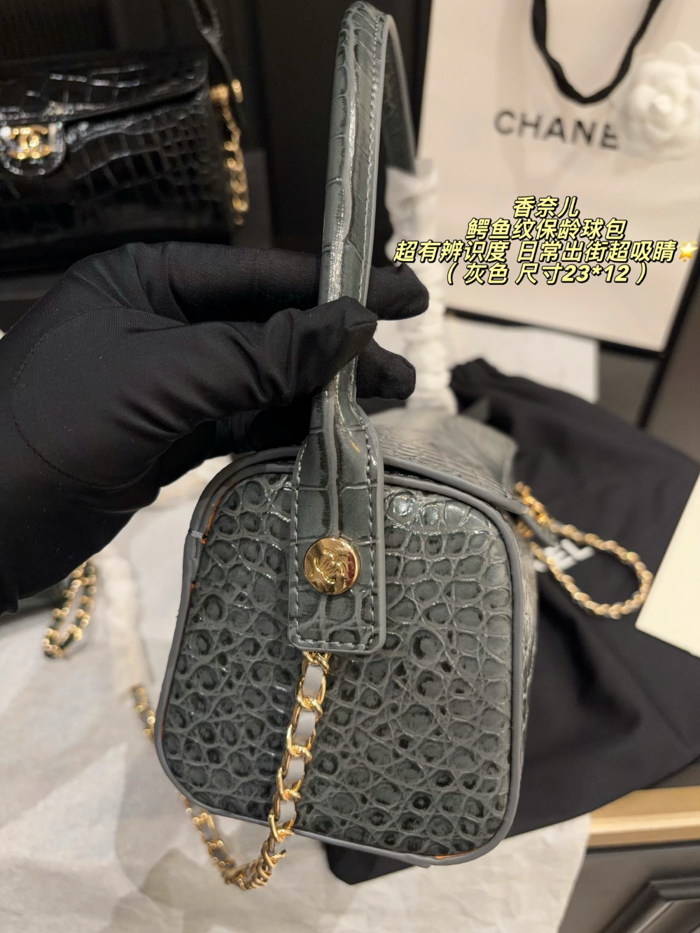 Black/Green Bag for Women 23*12cm CEM339