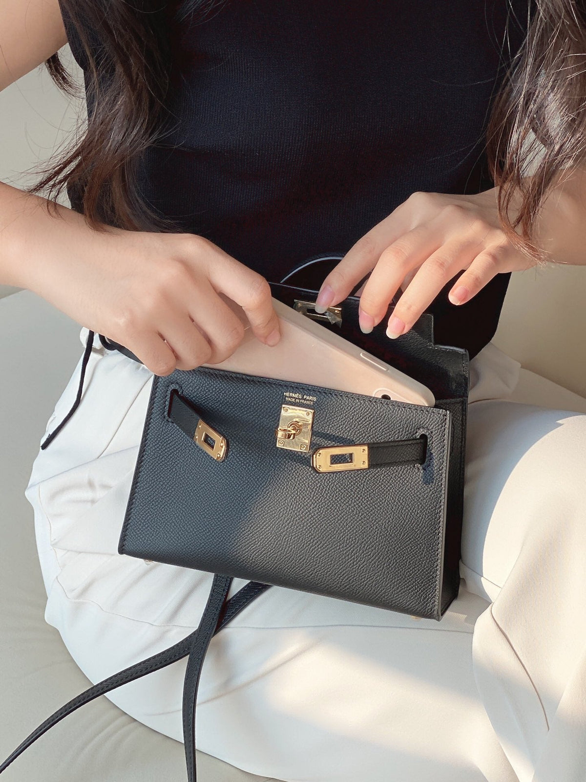 Genuine Leather Crossbody Bag for Women 19cm HEM91TOP