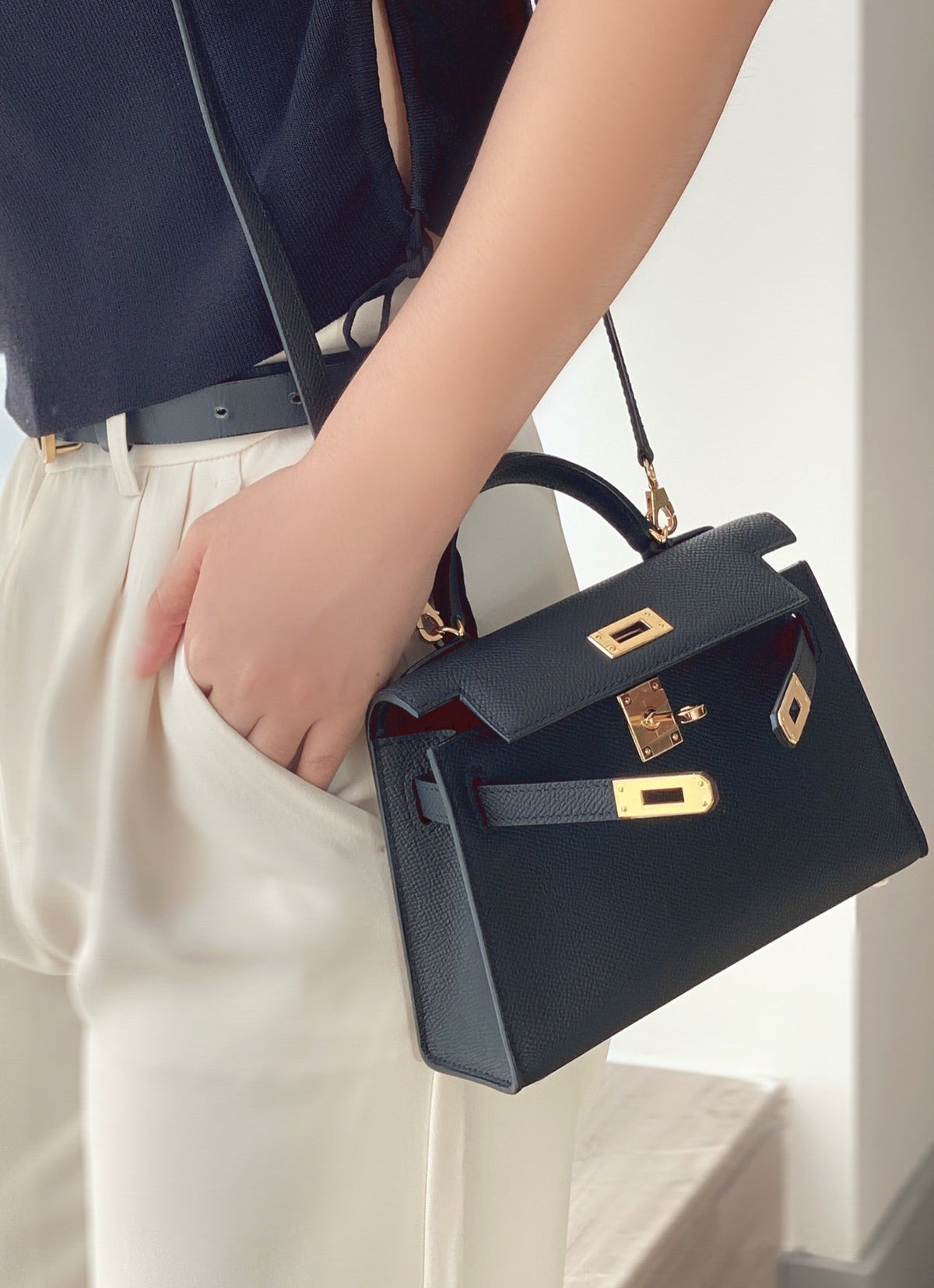 Genuine Leather Crossbody Bag for Women 19cm HEM91TOP