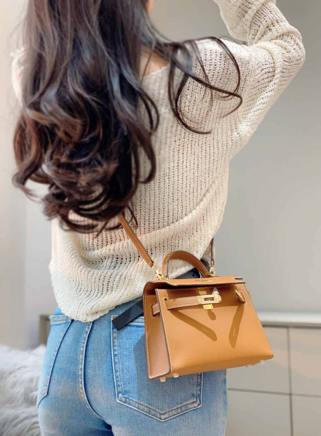 Genuine Leather Crossbody Bag for Women 19cm HEM92