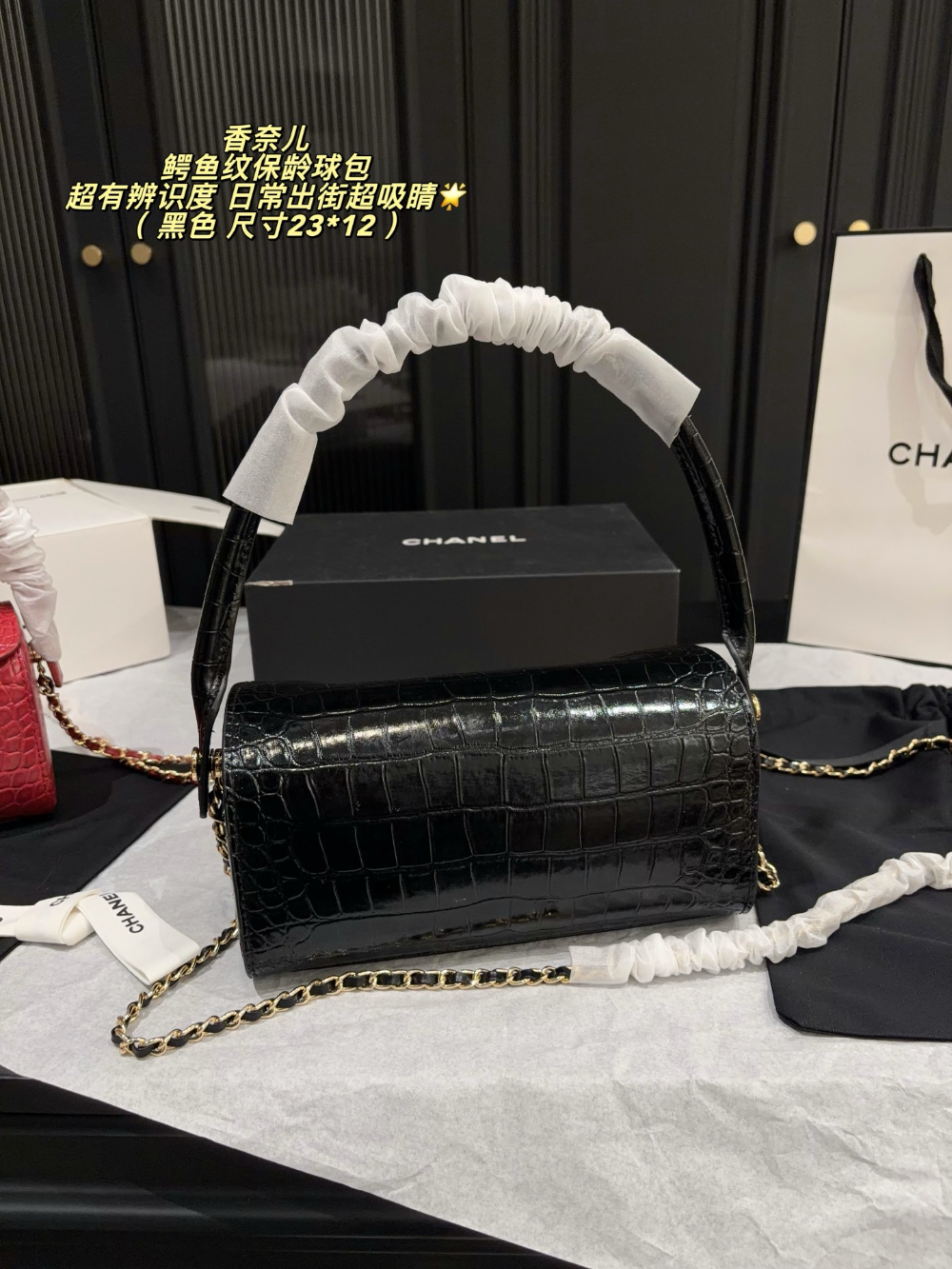 Black/Green Bag for Women 23*12cm CEM339