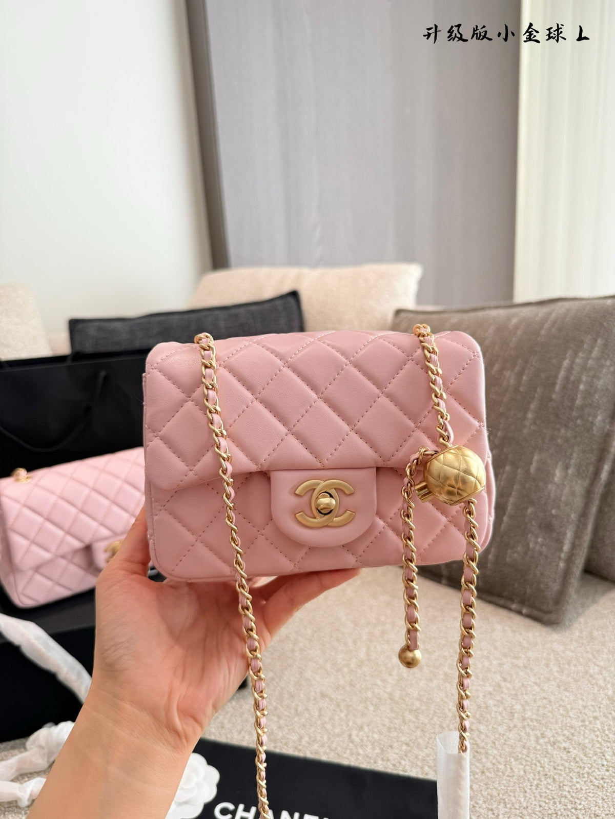 Designer Gold Leather Shoulder Bag for Women 17cm CEM243
