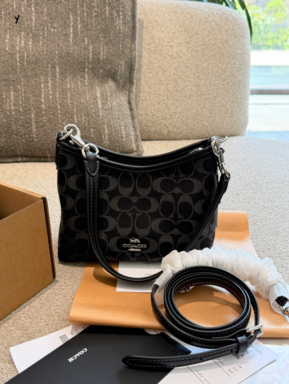 Black/Blue Handbag for Women 20cm COEM06