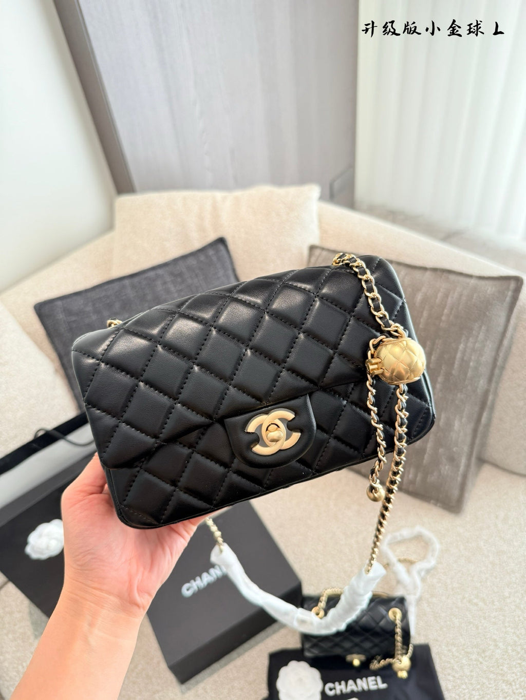 Designer Gold Leather Shoulder Bag for Women 17cm CEM243