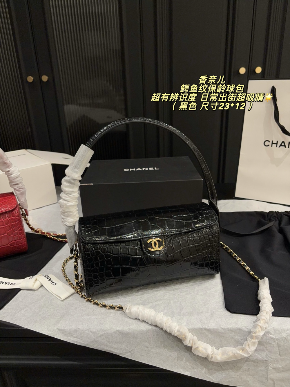 Black/Green Bag for Women 23*12cm CEM339