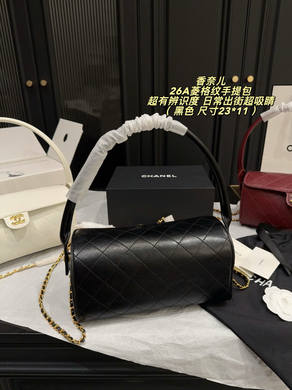 Black/White Handbag for Women 23*11cm CEM303